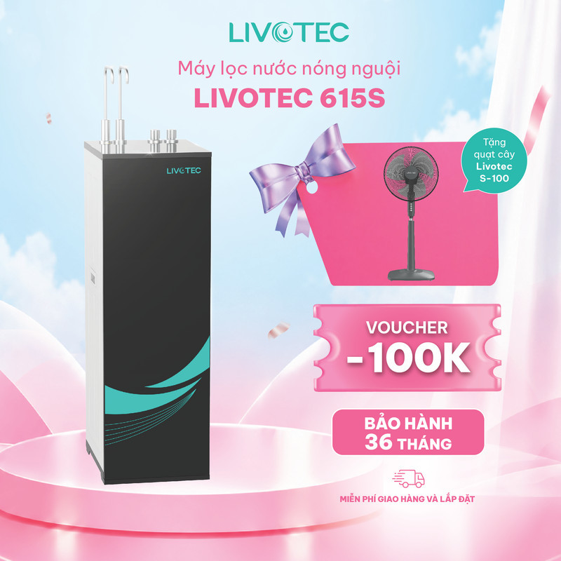 Máy Lọc Nước Nóng Nguội Livotec 615S Hệ 10 Lõi LọcGấp 2 Khoáng Chất Sạch Chuẩn Tinh Khiết [Tặng Quạt cây Livotec S-200]
