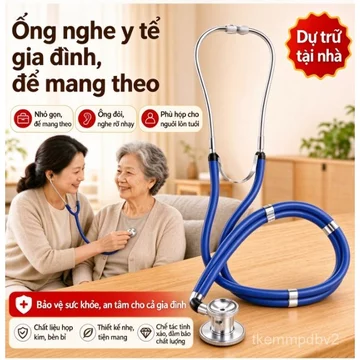 Ống nghe y tế gia đình, tiện dụng, cần thiết cho người lớn tuổi, đầu nghe hai ống hai mặt, đa chức năng.