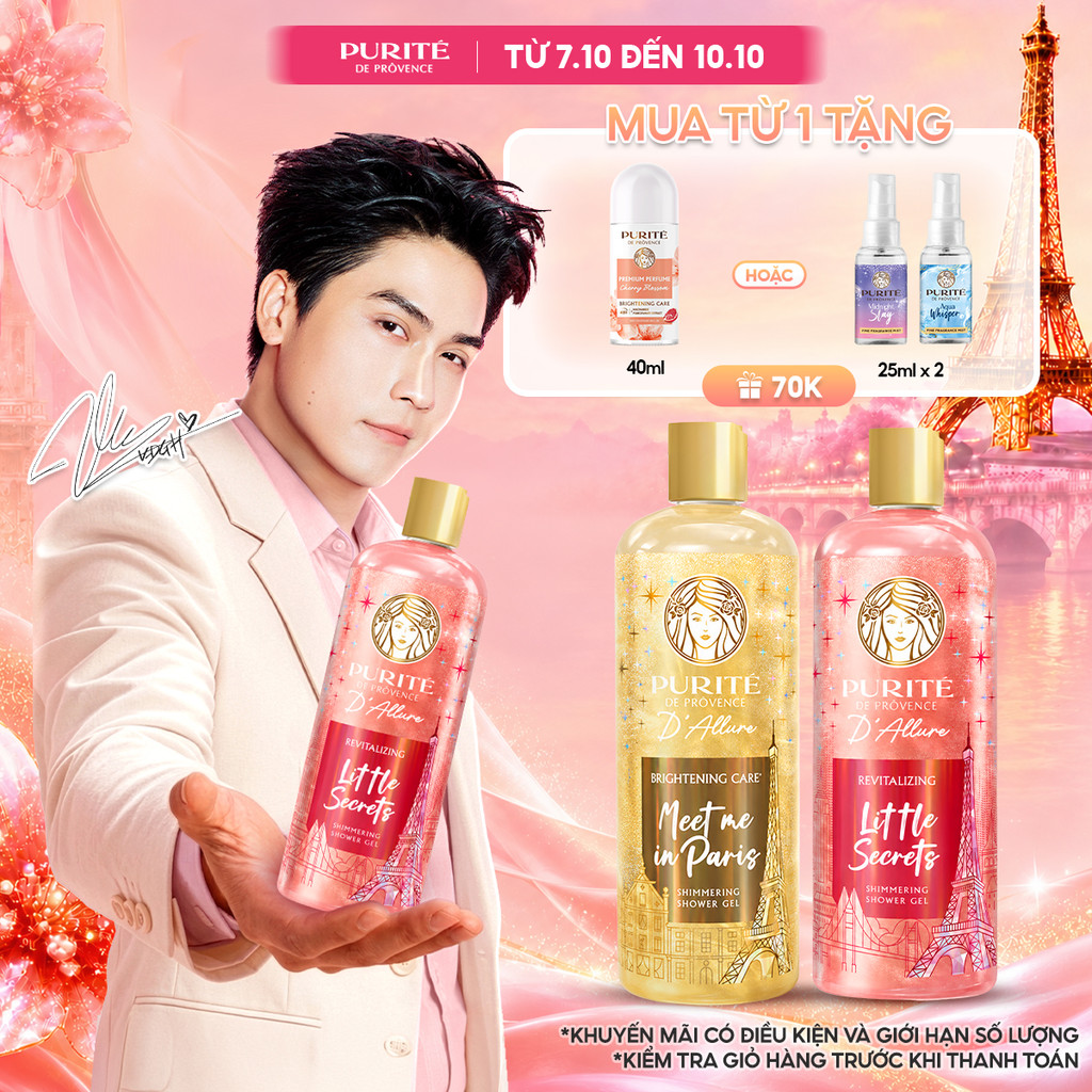 [MỚI] Sữa Tắm Nhũ Hương Nước Hoa Purité D'Allure 500ML Dưỡng Sáng Meet Me In Paris / Tươi Mới Little Secrets