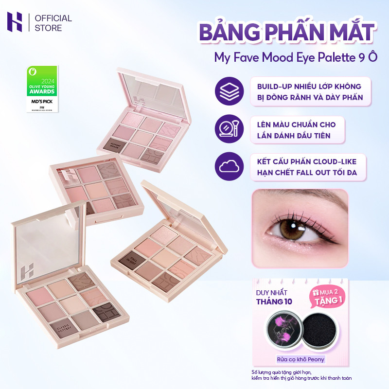 Bảng Phấn Mắt My Fave Mood Eye Palette 9 Ô HOLIKA HOLIKA Mịn Lì Bền Màu