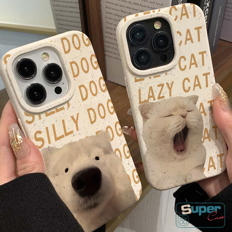 Ốp Lưng Tương Thích Cho IPhone 16 17 11 15 13 14 12 Pro Max Air XR X XS Max 16 17 7 13 12 Pro 16 8 14 15 6s Plus SE 2020 Cặp Đôi Hoạt Hình Dễ Thương Chó Con Mèo Bảng Chữ Cái Doodle Bìa mềm