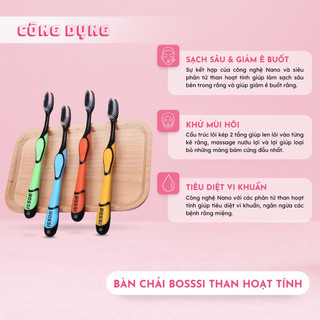 Bàn chải đánh răng than tre hoạt tính lông mềm BOSSI
