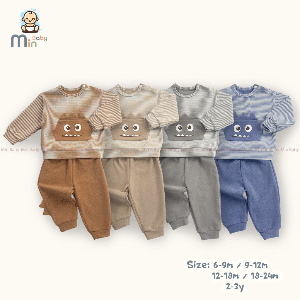Bộ Thu Đông Nỉ Dài Tay Bé Trai  Dày Dặn,Mềm,Ấm Áp - Hàng Chính Hãng MIN0467