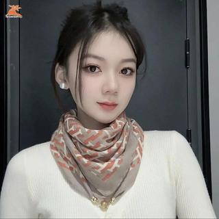 Khăn tam giác vải lanh cotton cho nữ, phong cách Hàn Quốc, bảo vệ cổ và giữ ấm