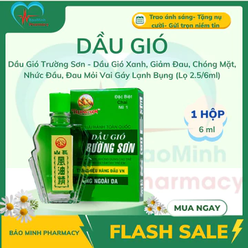 Dầu Gió Trường Sơn - Dầu Gió Xanh, Giảm Đau, Chóng Mặt, Nhức Đầu, Đau Mỏi Vai Gáy Lạnh Bụng (Lọ 2.5/6ml)