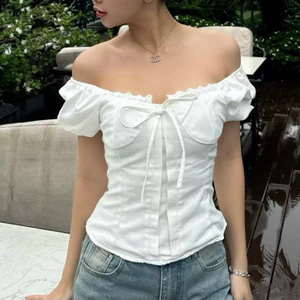 Áo Kiểu Linen Viền Ren Tay Bo - Rattit Top MA 380