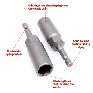Đầu chụp chân lục giác Diamon 80mm gắn máy vặn bulong, đai ốc bán lẻ full size 6-19 giá sỉ