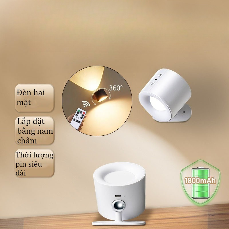 Đèn ngủ LED không dây gắn nam châm, không cần kết nối dây điện, trang bị pin sạc, đèn đọc sách đầu giường trang trí