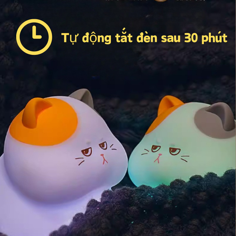 Đèn Ngủ Hình Mèo Nhiều Màu,sạc USB, đổi Màu,Chất Liệu Silicone,Tắc Trang Trí Phòng Ngủ Quà Tặng Sinh Nhật