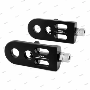 PYCOU 2 Bộ căng xích xe đạp, Hợp kim nhôm, Bộ điều chỉnh dây xích điều chỉnh dễ dàng bằng thép không gỉ, Đường kính lỗ 10mm Màu đen Dễ sử dụng Bộ căng xích tốc độ đơn
