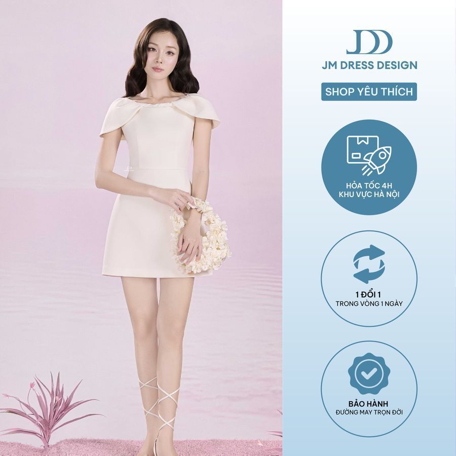 Đầm Chân A Cổ Phủ Vai Off-Shoulder Thiết Kế Sang Trọng 1S53.2507K. Đầm Dự Tiệc Dáng A Nữ Tính Thiết Kế Bởi JM Dress