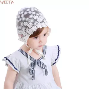 Mũ ren trẻ em WEETW, Mũ xếp nếp công chúa thoáng khí, Đạo cụ chụp ảnh phong cách Hàn Quốc Cô gái hoa trắng Sunhat Kids