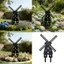Top Garden Stake Mảng bám kim loại Mill Shape Accent Black Yard với hai mũi nhọn và kích thước 30cm cho phần hoa Bãi cỏ Se