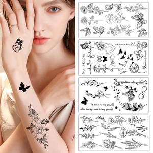 Bướm Hoa Chống Thấm Nước Hình Xăm Tạm Thời Chống Mồ Hôi Phác Thảo Body Dán Lâu Dài INS DIY