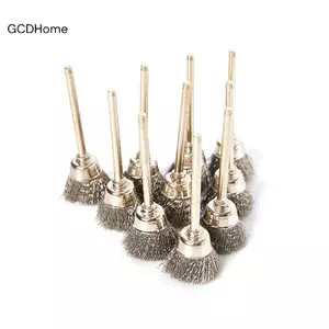 GCDHome 10 Chiếc Bàn Chải Dây Kim Loại Loại Loại Bỏ Rỉ Sét Dây Thép Bánh Xe Có Chân Cực Phẳng Dây Đồng Bánh Xe Đánh Bóng Bàn Chải HOT