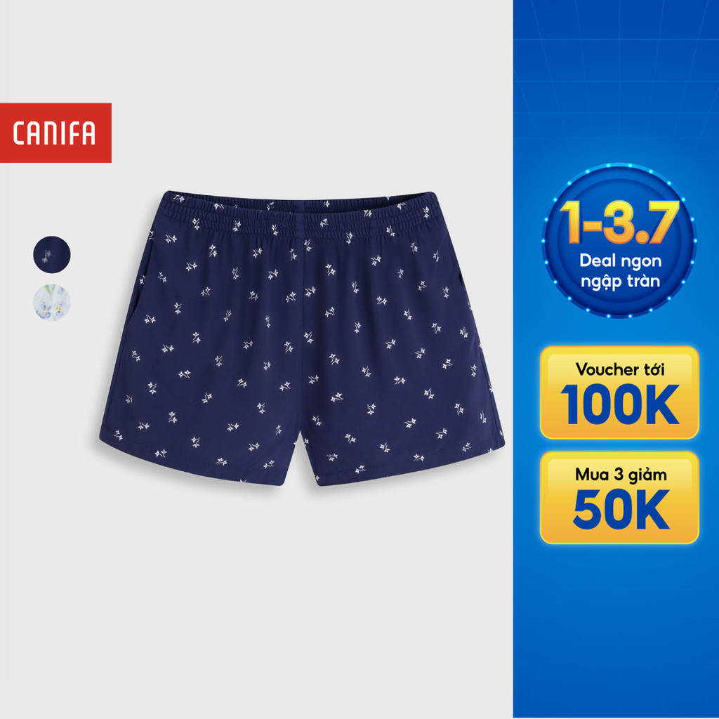 Quần mặc nhà nữ CANIFA dáng ngắn cạp chun in họa tiết 6LB26S006