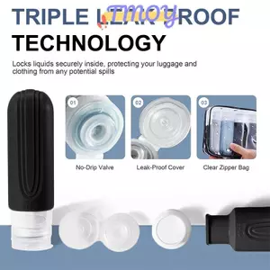 TMOY 90ml / bộ Silicone Du Lịch Mỹ Phẩm Chai Rỗng Bóp Hộp Đựng Chống Rò Rỉ Chai Đổ Lại Cho Dầu Gội Dầu Xả Lotion TMOY