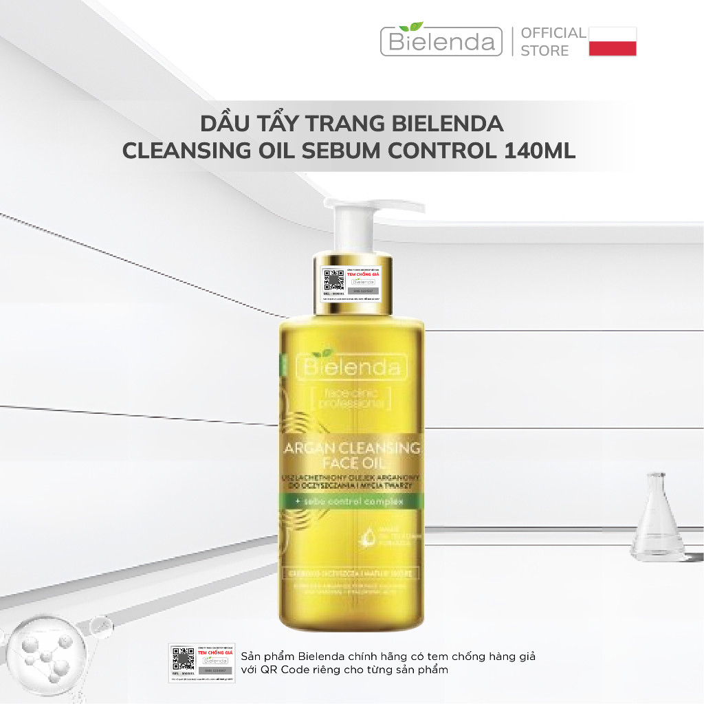 Dầu tẩy trang Bielenda Cleansing Oil Sebum Control làm sạch sâu, dễ nhũ hóa cho da dầu mụn 140ml