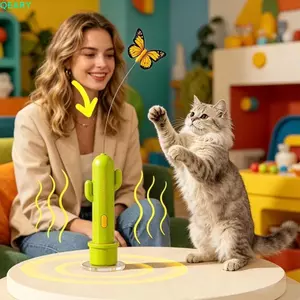 Đồ chơi mèo tương tác QEARY, Cốc hút thanh tự chơi bằng điện Laser đỏ, Teaser bướm di động Xoay 360 2 chế độ chơi Laser hồng ngoại Teaser Sử dụng tại nhà