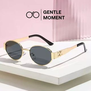 [KOL Live] Kính râm gọng oval kim loại GENTLE MOMENT kính mát chống tia UV thời trang nam nữ phong cách ngầu GMT936