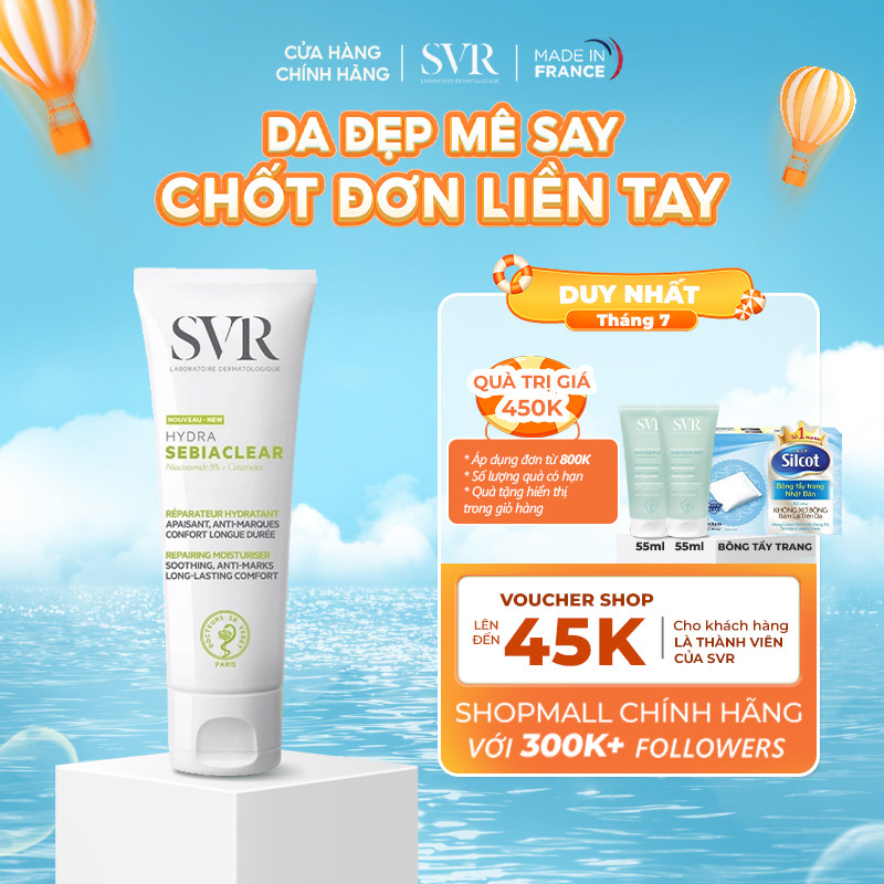 Kem dưỡng ẩm phục hồi cho da dầu mụn SVR Sebiaclear Hydra 40ml