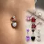 Nhẫn Nút Bụng PYCOU, Thép Không Gỉ Zircon Xuyên Rốn Rốn, Hình Trái Tim Phổ Biến Trang Sức Cơ Thể Bạc Pha Lê Cho