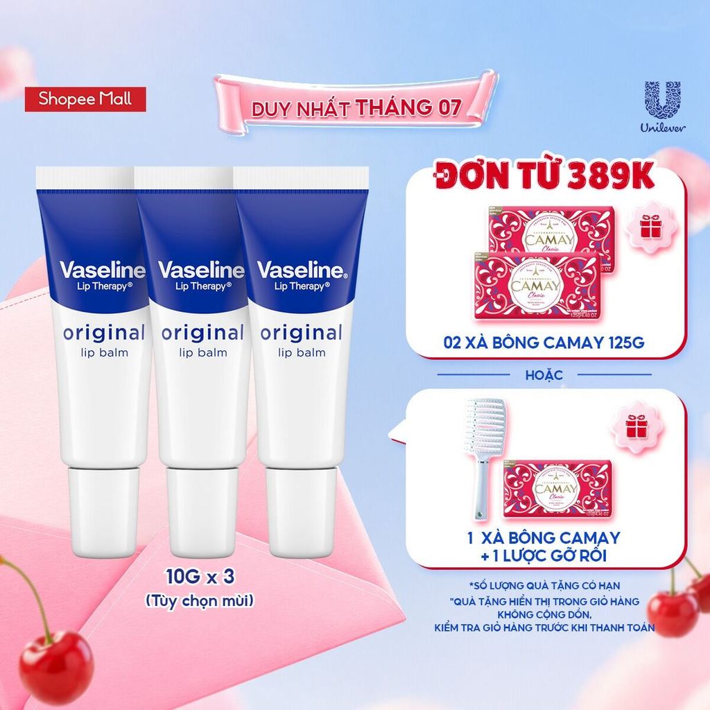 Combo 3 Son dưỡng môi Vaseline Therapy 10gx3 (tùy chọn)