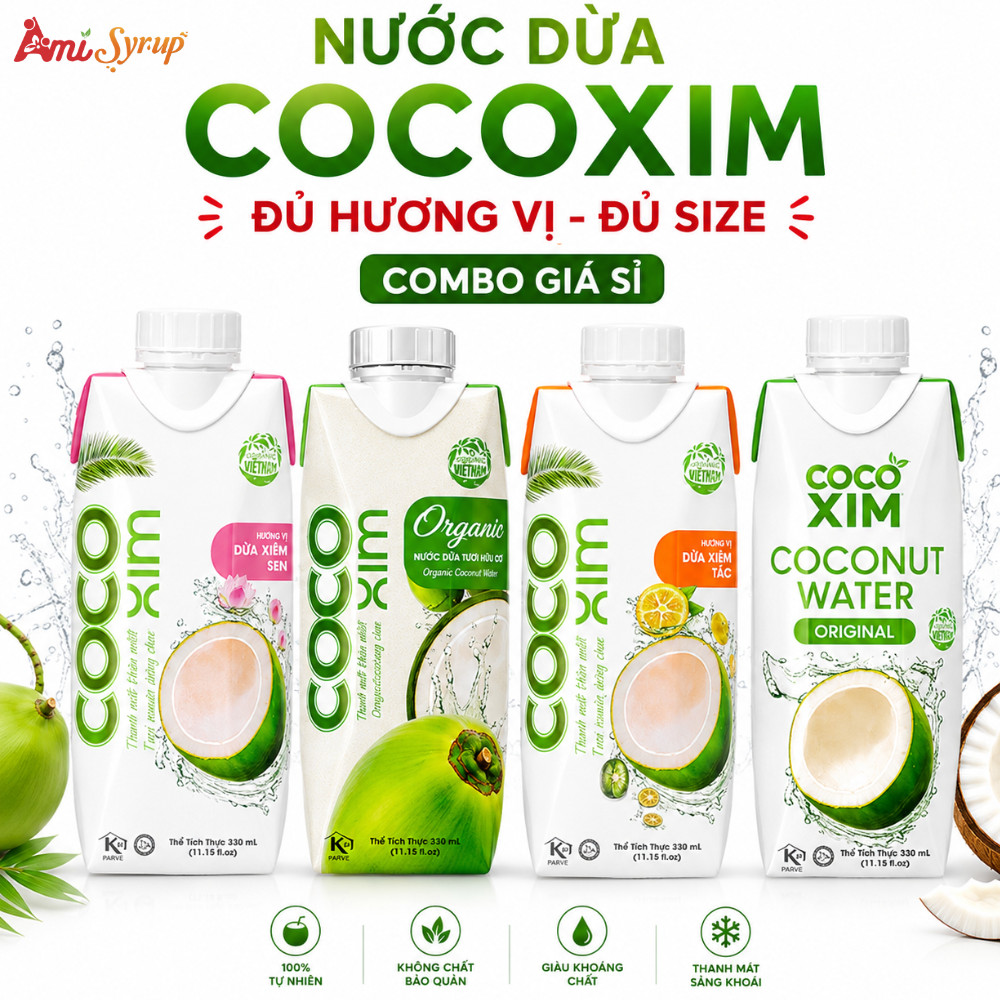 [Combo Giá Sỉ] Nước Dừa Cocoxim Đủ Hương Vị Từ 1L Đến 330ml, Nguyên Chất Thơm Ngon Bổ Dưỡng