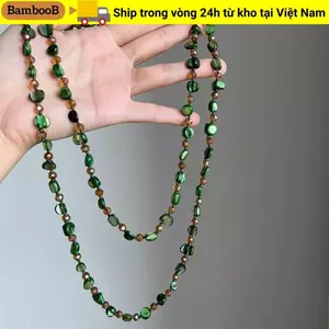 Vòng cổ cổ cổ BAMBOOB, Vòng cổ dài đầy màu sắc và xanh lá cây cổ điển, Vỏ có thể xếp chồng lên nhau sang trọng nhẹ nhàng Vòng cổ hai lớp dành cho nữ