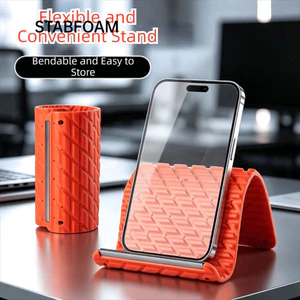 Giá đỡ điện thoại bằng nhôm STABFOAM, Giá đỡ điện thoại silicon có thể gập lại di động linh hoạt, Giá đỡ để bàn có thể điều chỉnh chống trượt bền bỉ cho máy tính bảng điện thoại