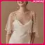 JASMINE Ngọc Trai Đính Hạt Cưới Quấn Sheer Ngọc Cổ Mềm Vải Tuyn Trước Ngắn Ba Khăn Choàng Cưới Phụ Kiện Cho Nữ Đầm JASMINE