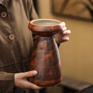 Wabi Sabi Bình Gốm Vẽ Tay Phong Cách Vintage Thủy Canh Hoa Sắp Xếp Tàu Cho Trang Trí Nhà Phòng Khách Phòng Ngủ Văn Phòng Để Bàn Trang Trí Tối Giản Thẩm Mỹ