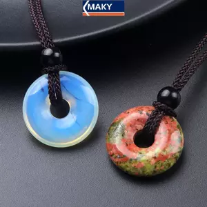 MAKY Pha Lê Mã Não Đá Hòa Bình Khóa Nelace Donut Dệt Mặt Dây Chuyền Nam Nữ Trang Sức Quà Tặng Nhỏ VN