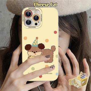 Ốp điện thoại hình chú chó con dễ thương chấm đầy màu sắc có dây buộc cho iPhone 13 14 11 12 15 16 17 Pro Max XR 7Plus