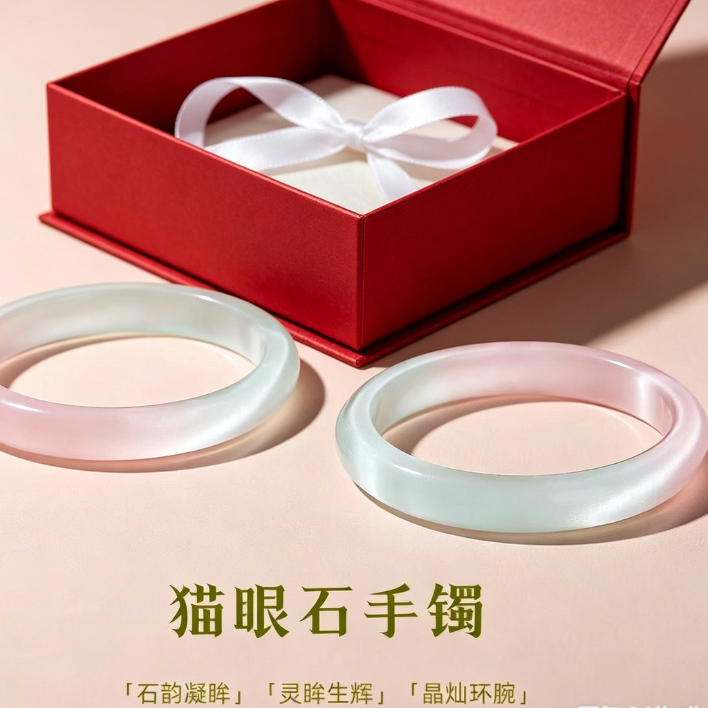 Vòng tay đá mắt mèo macaron gradient thanh lịch