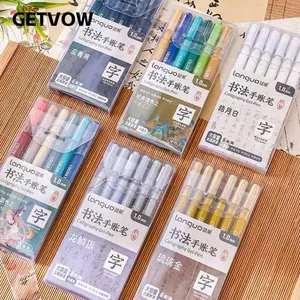 GETVOW 6 Cái Gel Thư Pháp-Pen, Màu Sắc Có Thể Xếp Chồng Văn Phòng Phẩm Thẩm Mỹ Bút Trung Tính Nhiều Màu, Mực Dung Tích Lớn Viết Mịn 1 Mm Đầu Bút Viết Vẽ Bút Viết