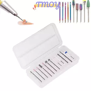 TMOY 12 Lỗ Mũi Khoan Móng Tay Hộp Bảo Quản Móng Tay Mài Đầu Đứng Hiển Thị Sữa Rửa Mặt Cắt Chống Bụi Làm Móng Tay Hộp Sắp Xếp TMOY