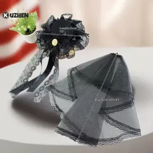 KUZHEN Gothic Veil Rose Mini Top Hat Hoặc Mũ thời trang thanh lịch màu trắng để mặc hàng ngày Halloween Lễ tạ ơn Quà tặng HOT