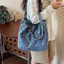 SQ11 Túi tote dung tích lớn giặt đa năng đơn giản giản dành cho nữ 2026 denim túi đeo vai mới phổ biến
