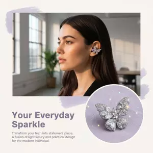GE Sáng Bóng Pha Lê Bướm Tai Nghe Kẹp Tai Nghe Có Thể Tháo Rời Chống Mất Trang Trí Cho Nữ Dailymute VN