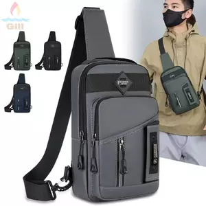 Túi đeo chéo GILL, Túi đeo chéo Nylon nhiều ngăn, Túi đeo vai có dây đeo có thể điều chỉnh đa chức năng chống nước bền bỉ cho nam