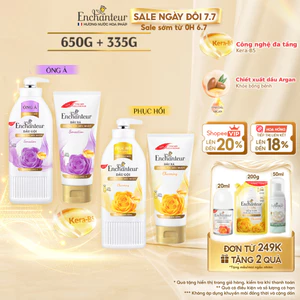 Combo Dầu gội và Dầu Xả Enchanteur Kera-B5 Charming dưỡng tóc siêu mượt và phục hồi 650g & 335g