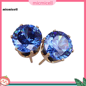 MIC _ Ear Studs Bông tai tinh tế hình tròn Cubic Zirconia thanh lịch để hẹn hò