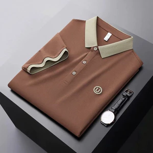 Mùa Hè Nhẹ Nam Tay Ngắn POLO Áo Sơ Mi Công Sở Thường Ngày Hàng Đầu Thêu Ve Áo Trung Niên Trẻ Áo Thun Nam Mỏng Phong Cách 0CQF