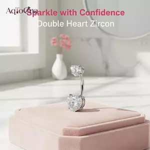 AqToCna Thép không gỉ Không Gây Dị Ứng Bụng Nhẫn Sáng Bóng Trái Tim Pha Lê Bạc Xuyên Cho Xuyên Người Hâm Mộ AqToCna