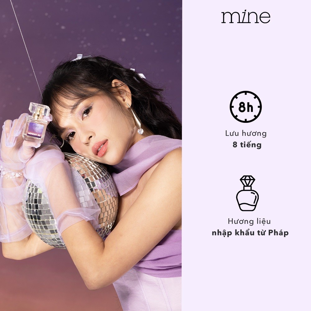[TẶNG MẶT NẠ Ủ TÓC 490k] Nước Hoa Mine Midnight 212 Hương Hoa Tím Và Gỗ Tuyết Tùng, Ngọt Ngào Quyến Rũ 30ml