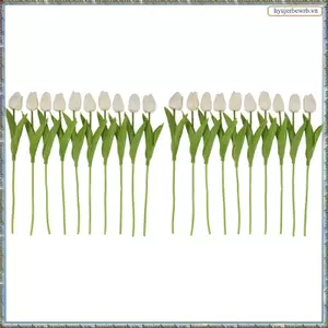 20 Hoa tulip nhân tạo 13,8 inch màu trắng