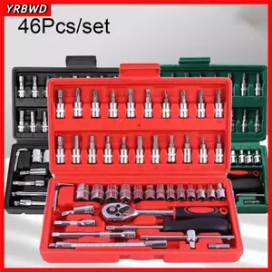 Bộ cờ lê Ratchet YRBWD 46 chiếc, Bộ Combo cờ lê mô-men xoắn bằng thép Carbon 1 / 4 Inch, Hữu ích với hộp công cụ lưu trữ Cờ lê ổ cắm Cờ lê Bảo trì xe