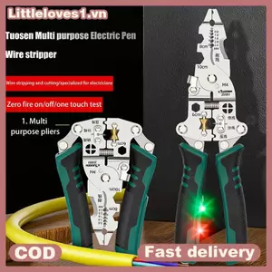 Littleloves1 Kìm tuốt dây có thể gập lại đa chức năng Kìm cắt cáp Kìm nữ thoát y Dụng cụ cầm tay thợ điện để cắt dây uốn VN