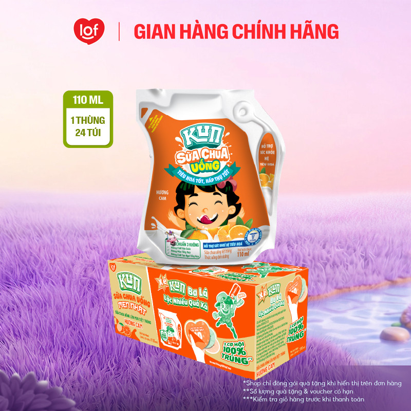 Sữa chua uống KUN vị cam thùng 24 túi x 110ml